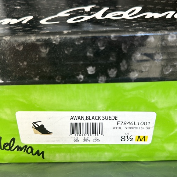 Sam Edelman Awan Black Suede Espadrille Wedge Slingback Sandals Size 8.5 EUC - Picture 11 of 12